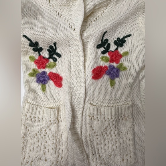 Cardigan Floral Knitted Identita Collection Womens Size Small Cream Multicolored - Picture 10 of 10